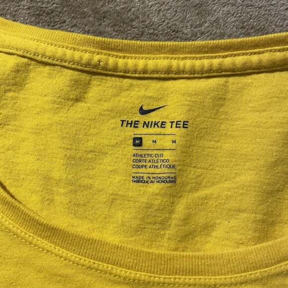 Nike Tshirt Womens Sz Medium Futura Brand Logo Scoop Neck DB2540 Yellow - Picture 4 of 7